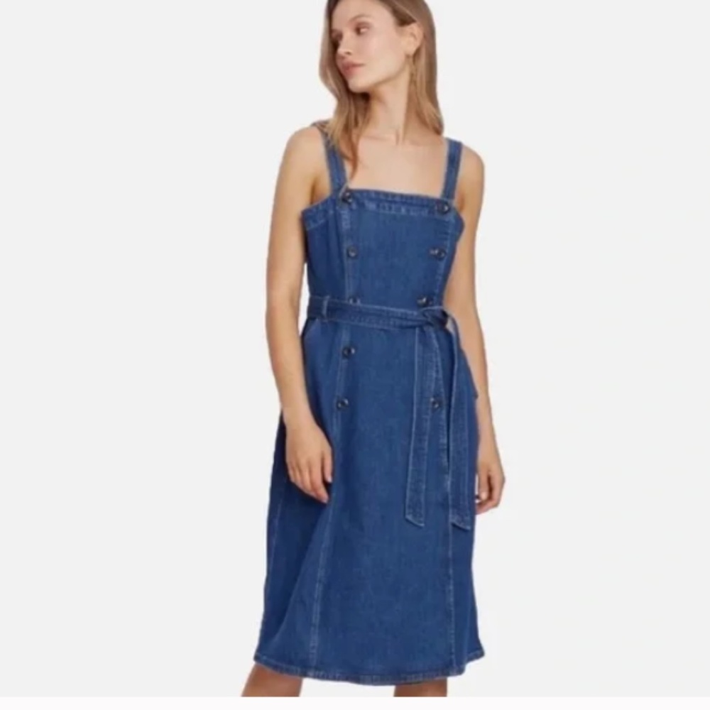 J. Crew Blue stretch Denim midi trench Dress size 12